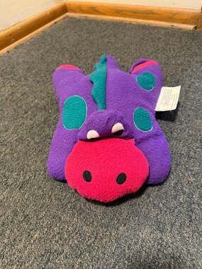 Vintage 90s Crown Crafts Purple Dinosaur Pillow Buddy Plush